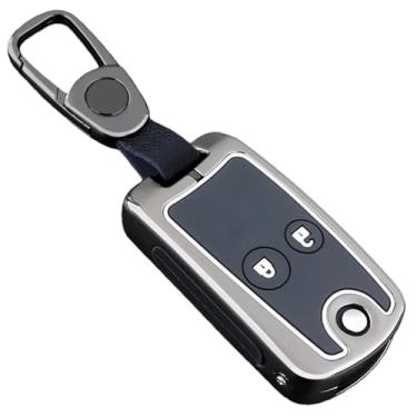 Imagem de Capa de metal para chave de carro compatível com Honda Civic/Fit/Accord/CRV/HRV/Jazz/Odyssey Compatível com Acura/TL/TSX/ZDX/RSX/CRZ acessórios(2 Buttons Grey)