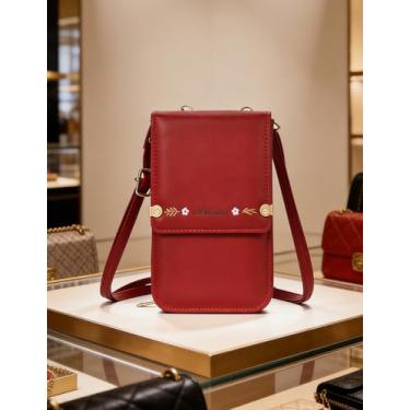 Imagem de Bolsa tiracolo feminina de couro vermelho