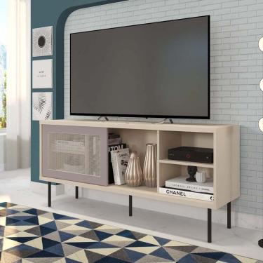 Imagem de Rack Para Tv Até 55 Polegadas Industrial 136cm Em Bp Porta Telada Multiverso Espresso Móveis Off White Bp/cacao