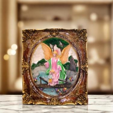 Imagem de ICE Armor 73,7 cm A marrom e ornamentado anjo da guarda moldura de parede estatueta escultura ornamento decoração de casa/quarto e ideias de presente para inauguração de casa, feriados e aniversários