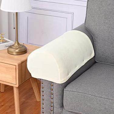 Imagem de Ainoli Um par de capa de apoio de braço para sofá doméstico Silver Fox Velvet removível e lavável para sofá capa protetora elástica antiderrapante Four Seasons Universal