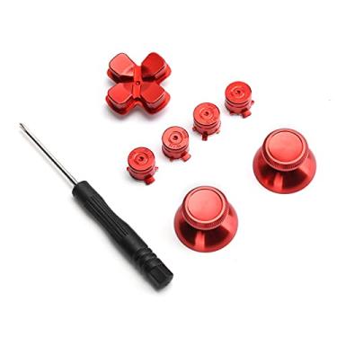 Imagem de Cryfokt Acessório Durável da Substituição do Polegar do Botão Metal para o Controlador Gamepad para Uma Melhor Experiência de Jogo, 7 Pces para Jogadores (Vermelho)