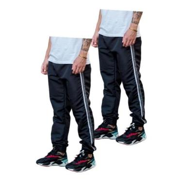 Imagem de Kit 2 Calças Masc Tactel Jogger 1 Bolso Elastico Barra 017 - J94 Confe