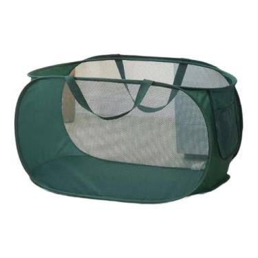Imagem de Cesto de roupa suja dobrável, cesto de armazenamento de roupa portátil, cesto de roupa a céu aberto de malha verde