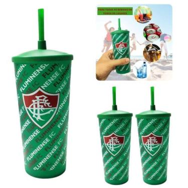Imagem de Kit 3Un Copos Plástico Tampa E Canudo 500Ml Fluminense - Brasfoot