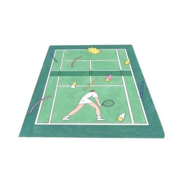 Imagem de Tapete Realista De Quadra De Tênis 2D Para Sala De Jogos, Sala De Esta