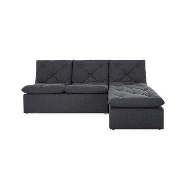 Imagem de Sofá de Canto Pequeno, 3 Lugares com Chaise-longue Herval Flora, Preto
