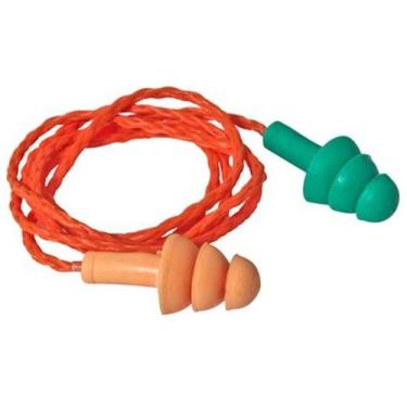 Imagem de Protetor Auricular Silicone 20un Bicolor com Cordão de Algodão - PPA04