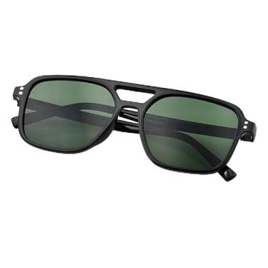 Imagem de Óculos de Sol Retrô Grande Armação Quadrada Unisex Proteção UV Moda Verão Masculino Feminino (VERDE)