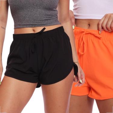 Imagem de Kit 2 Shortinhos Tactel Feminino Moda Praia Piscina Verão Adulto-Feminino