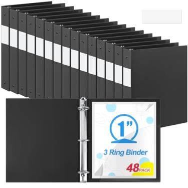 Imagem de Henoyso 48 fichários de plástico com 3 anéis de 2,5 cm e 3 argolas flexíveis para papel tamanho carta 21 x 28 cm, comporta até 225 folhas com 1 bolso, fichário versátil para escola, escritório, casa