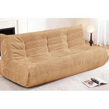 Imagem de Cansunna Cadeira de pufe gigante, poltrona gigante para adultos, confortável e grande, sofá preguiçoso, espreguiçadeira de veludo cotelê com espuma de memória, sofá de chão para casa, sala de estar