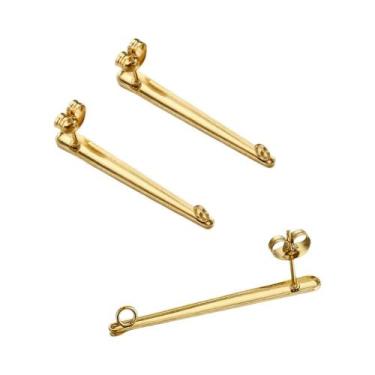 Imagem de Base De Brincos De Aço Inoxidável Cor Dourada 10pcs Para DIY Fabricaçã