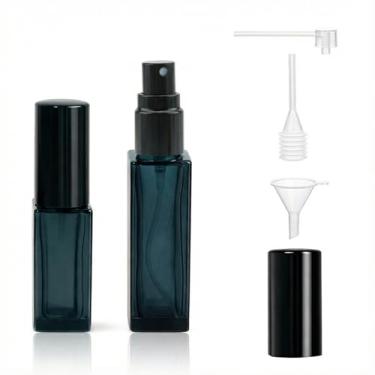 Imagem de Conjunto de atomizador de perfume de vidro – Pacote com 2 frascos de spray de viagem recarregáveis de 5 ml e 10 ml com bomba de névoa fina para fragrância e óleos (azul escuro)