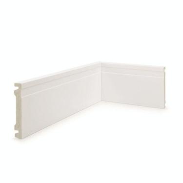 Imagem de Kit 72m Linear Rodapé de Poliestireno 10cm X 1,5cm X 240cm Frisado Nfr Branco