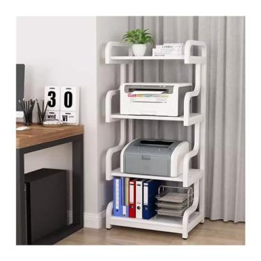 Imagem de KEG801302 Prateleira de impressora multicamadas para escritório, organizador de arquivos, armazenamento doméstico, estante de livros, cópia tudo-em-um, mesa de impressora host (branca)
