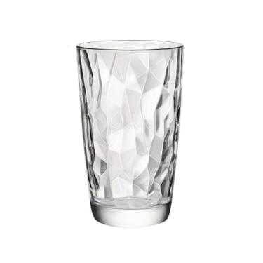 Imagem de Copos de bebida em relevo de diamante colorido, copos altos resistentes ao calor para água, suco de leite, cerveja coquetel e vinho (transparente, grande)