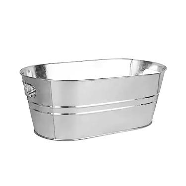 Imagem de Balde de gelo para festas internas e externas banheiras de bebidas galvanizadas com isolamento térmico 15 litros grande e refrigerador de vinho, cerveja fria para festas em casa, banheira de bebidas