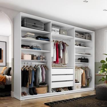 Imagem de Guarda-Roupa Closet Monreale 100 % MDF 3 Gavetas Branco 237 cm - Moder