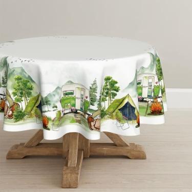Imagem de Horaldaily Toalha de mesa de festa de acampamento, 178 cm x 178 cm, capa de mesa de acampamento, decoração de barraca de acampamento para acampamento, festa de aniversário, piquenique, caminhada