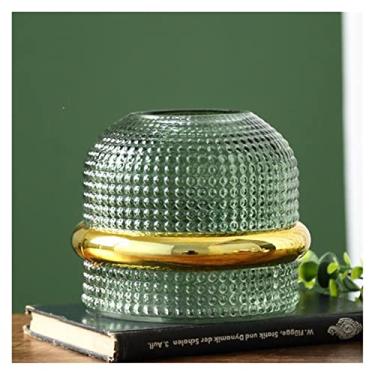 Imagem de Vaso de flores criativo de cintura dourada vaso de vidro arranjo de flores rosa lírio casa sala de estar artesanato decoração vasos de flores decoração de casa decoração de casa (pequeno)