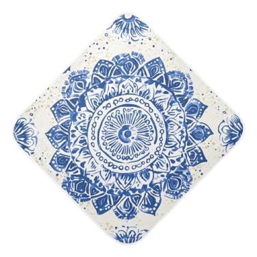 Imagem de STAYTOP Toalhas de bebê com capuz de musselina mandala azul, toalha de banho super macia, toalhas de banho absorventes para banho recém-nascido unissex 89 x 89 cm
