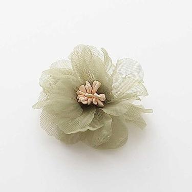 Imagem de NevStp 10 peças de flores artificiais de chiffon feitas à mão para festa de casamento, artesanato, decoração de casa, faça você mesmo, verde exército