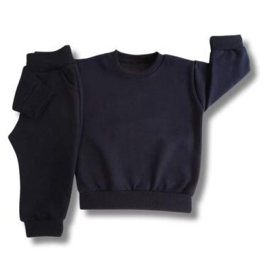 Imagem de Conjunto infantil Roupa de Frio Moletom Básico Grosso Liso Bebê Unisse