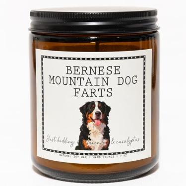 Imagem de Vela com cheiro de Bernese Mountain Farts - Presentes e decoração para cães Bernese Mountain Dog Mom - Vela perfumada de cera de soja de lavanda e eucalipto, queima 50 horas