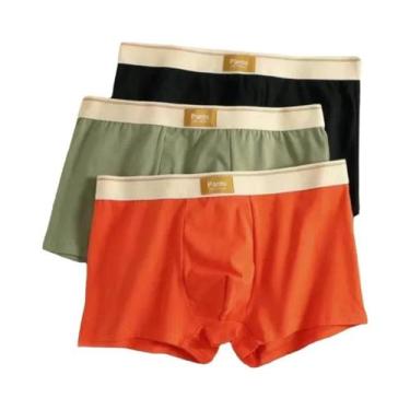 Imagem de Cuecas Boxer Masculinas De Algodão Respirável 3 Peças U Convexo Roupa 