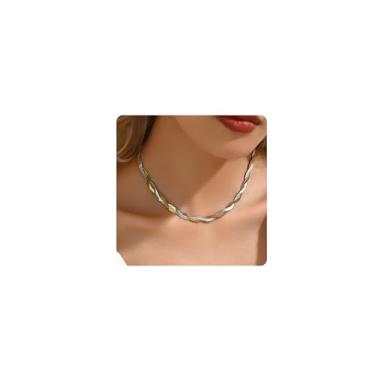 Imagem de Colar de espinha de peixe banhado a ouro 18 K, corrente dupla em camadas, para mulheres, joias modernas, presentes de Natal