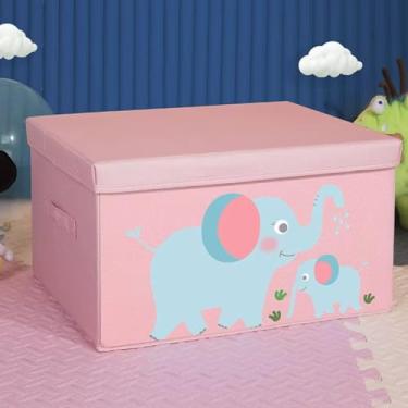Imagem de Caixa Organizadora Infantil Decorativa - Brinquedos, Organização Roupas, Toalhas Acessorios - Flytex (Rosa, 60 Litros)