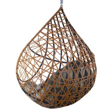 Imagem de Cadeira Balanço Ninho Suspenso Gota Tramado C- Almofada Impermeável Acesse Móveis Caramelo-cinza