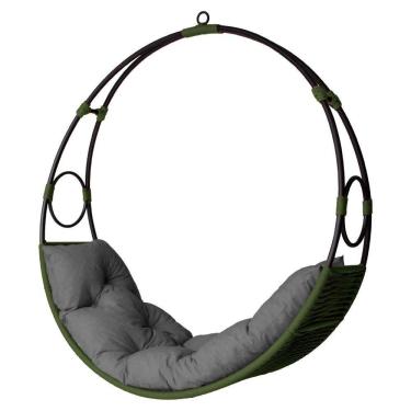 Imagem de Cadeira Balanço Suspenso Lua Nova Em Corda Náutica Verde/cinza