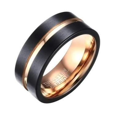 Imagem de Aliança Masculina Vnox De Carboneto De Tungstênio Preto Fosco 8mm Com 