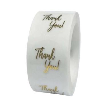 Imagem de Adesivos 'Obrigado' Em Folha Dourada 500 Unidades, Etiquetas De Selage