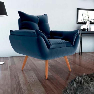 Imagem de Poltrona Opala Tokio Para Descanço Confortável Toquio Matrix Veludo Azul