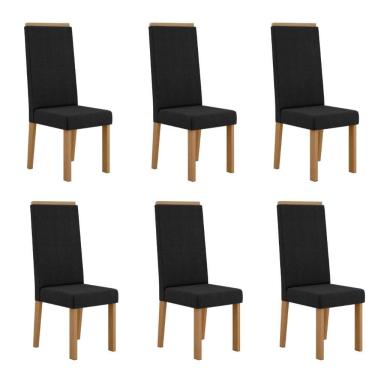 Imagem de Kit 6 Cadeiras Nice com Espaldar – Tecido Veludo Suede, Pés em MDF com Sapatilhas Plást...