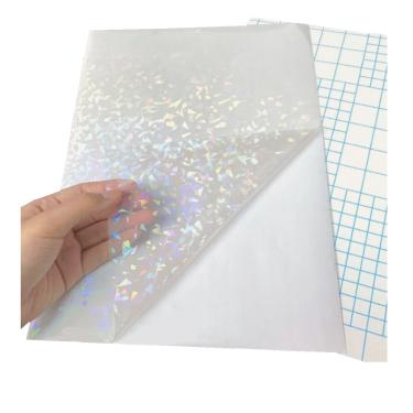 Imagem de Papel Adesivo Holográfico Vinil Caquinhos de Vidro A4 50Fls