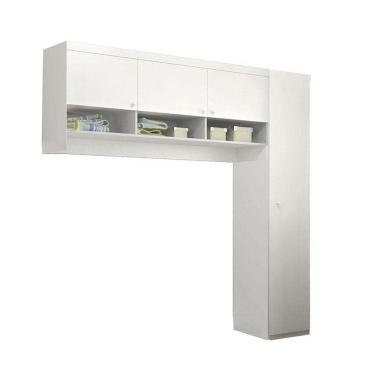 Imagem de Guarda Roupa Infantil Eloisa 1 Porta Com Modulo Aéreo Branco Brilho - Phoenix Baby