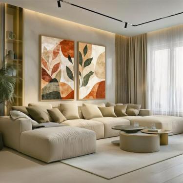 Imagem de Conjunto 2 Quadros Decorativos com Moldura Caixa Relevo Moderno 3D  pa