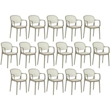 Imagem de Kit 16 Cadeiras de Jantar Roma Prática com Braços para Sala e Cozinha 