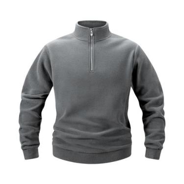 Imagem de Moletom Masculino 3XL Com Capuz De Fleece, Gola Alta Casual, Zíper De 