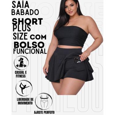 Imagem de Saía Babado Com Short Plus Size Com Bolso Lateral Funcional Em Suplex WOLFOX Feminina-Feminino
