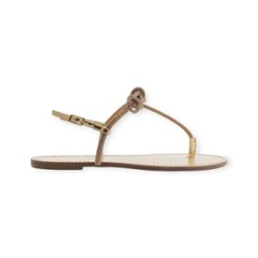 Imagem de Sandalia Rasteira Feminina Arezzo Slim Tiras Laço Strass Dourado-Feminino