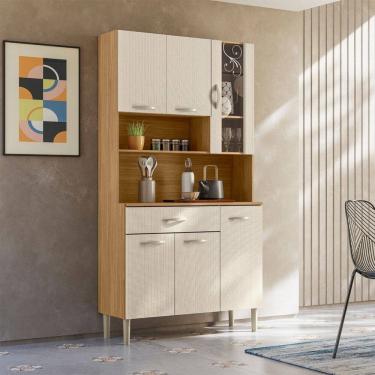 Imagem de Cozinha Compacta Golden Plus 6 Portas 1 Gaveta 100% Mdf Freijó/Soft - Kits Paraná