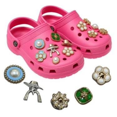 Imagem de Pins Para Babuche Kit 10 Bottons Metalizados Charms Decorativos Sandálias Fivelas Aleat...