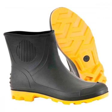 Imagem de Bota Galocha Pvc Pega Forte Preta/Amarela No.42 Cano Curto Com Meia - 