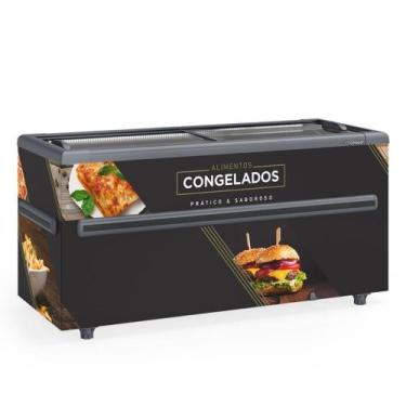 Imagem de Expositor Ilha Congelados Vidro Reto 500L GHDI500 Preto Gelopar 220V, 