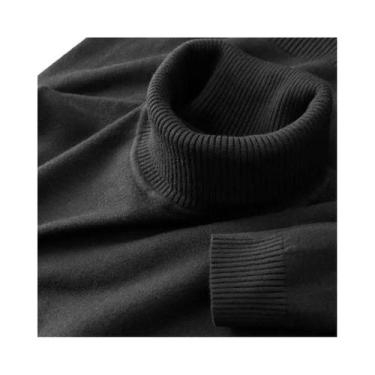 Imagem de Suéter Masculino De Gola Alta Para Outono/Inverno, Tricô Em Cor Sólida